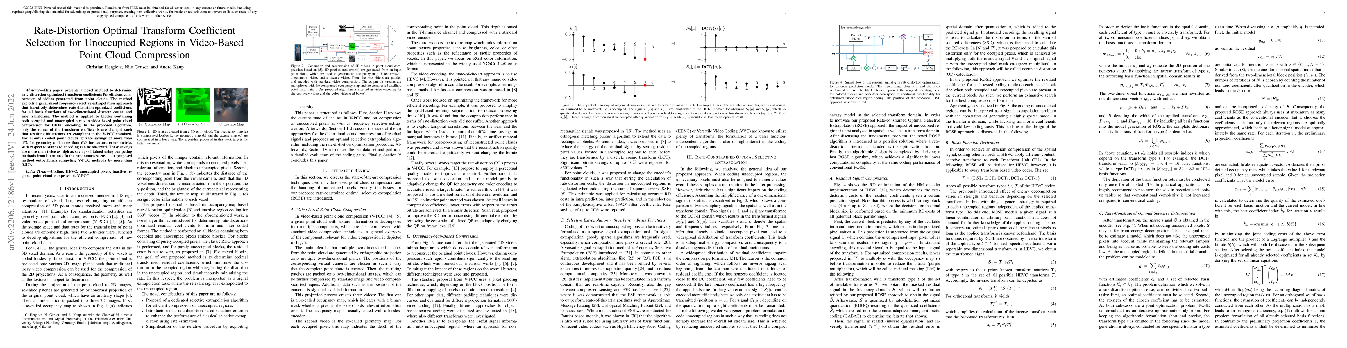 Thumbnail for Rate-Distortion Optimal Transform Coefficient Selection for Unoccupied
  Regions in Video-Based Point Cloud Compression