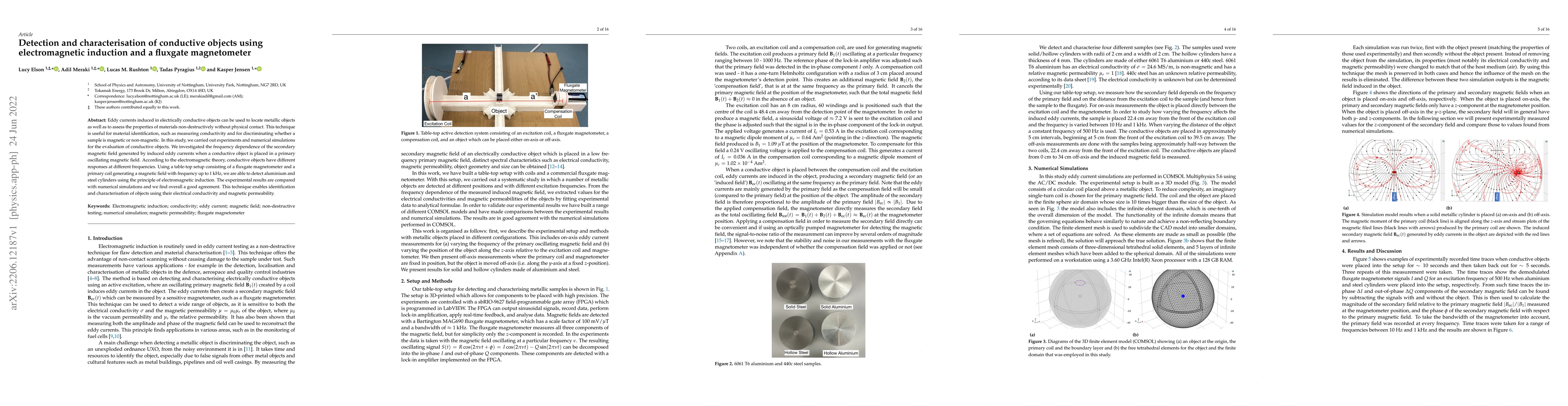 Thumbnail for Detection and characterisation of conductive objects using
  electromagnetic induction and a fluxgate magnetometer