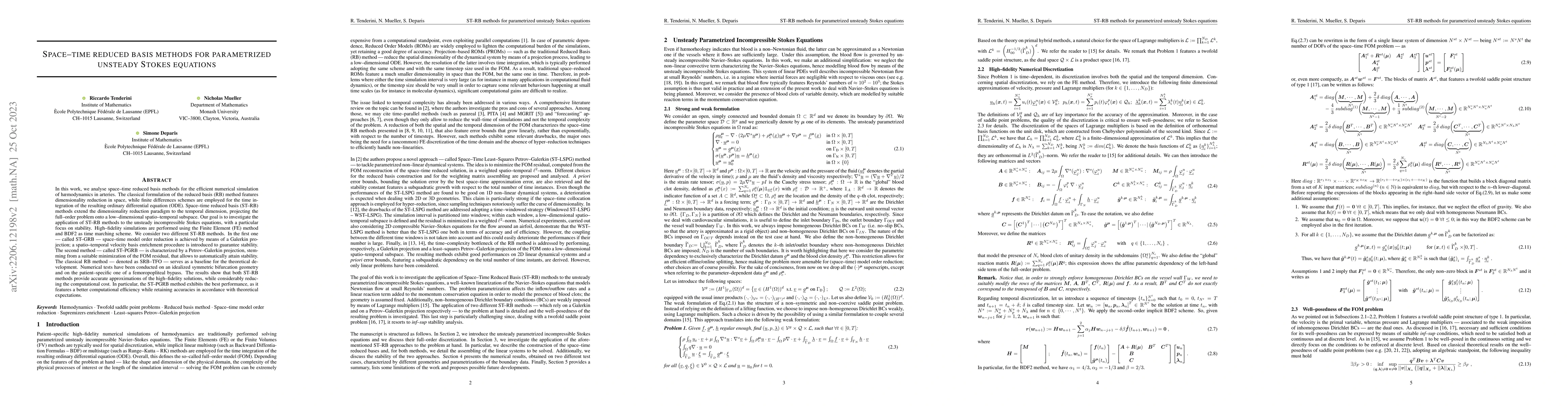 Thumbnail for Space-time reduced basis methods for parametrized unsteady Stokes
  equations