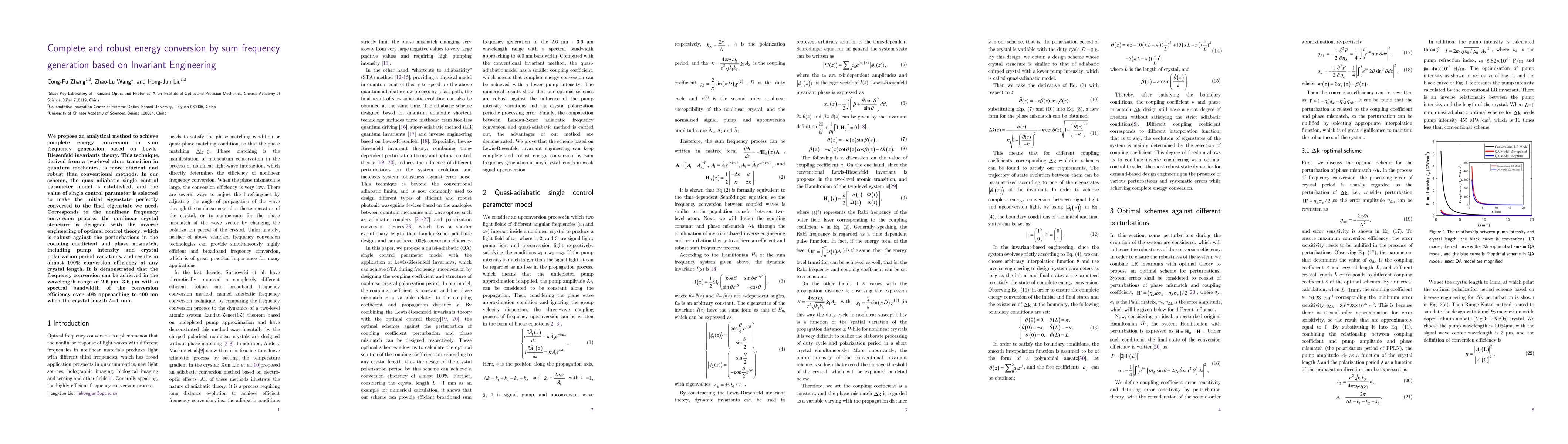 Thumbnail for Complete and robust energy conversion by sum frequency generation based
  on Invariant Engineering
