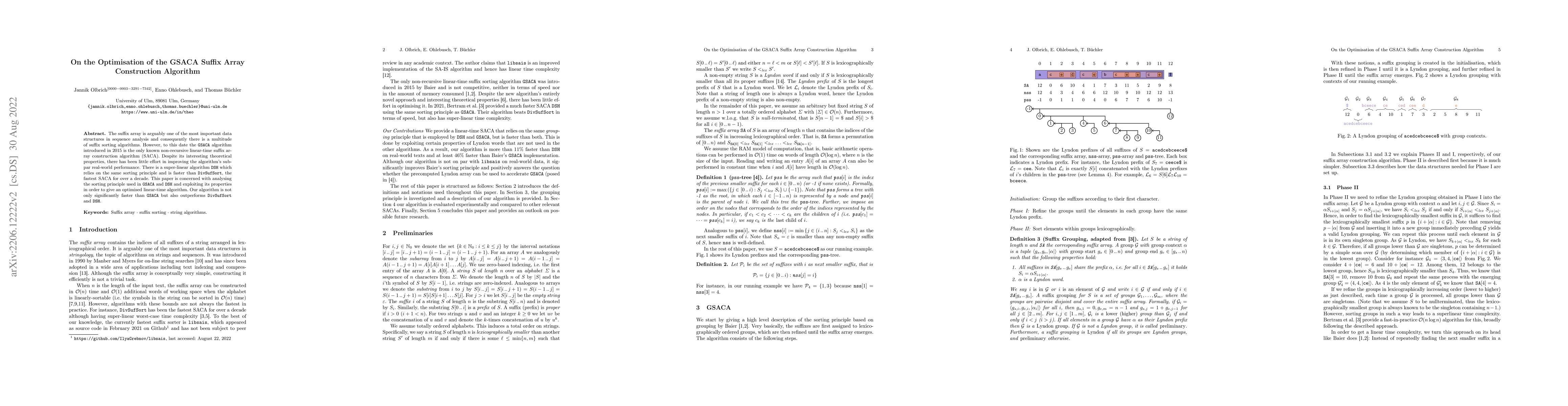 Thumbnail for On the Optimisation of the GSACA Suffix Array Construction Algorithm