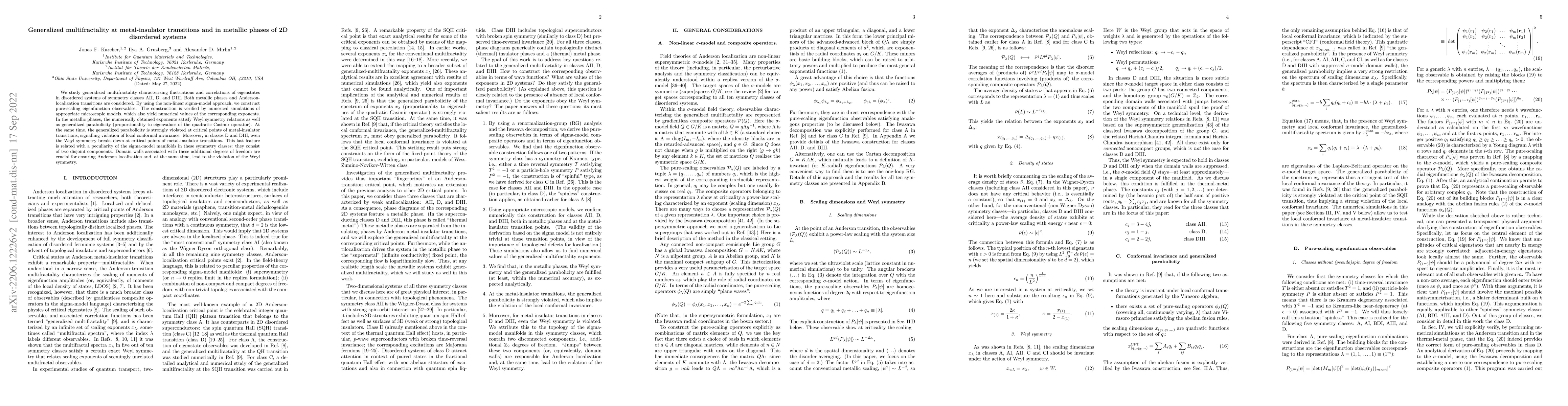 Thumbnail for Generalized multifractality at metal-insulator transitions and in
  metallic phases of 2D disordered systems