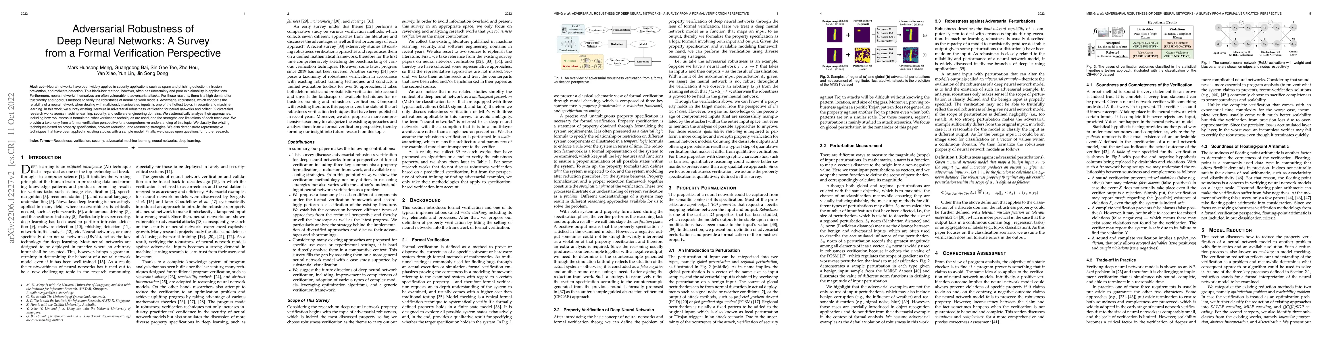 Thumbnail for Adversarial Robustness of Deep Neural Networks: A Survey from a Formal
  Verification Perspective