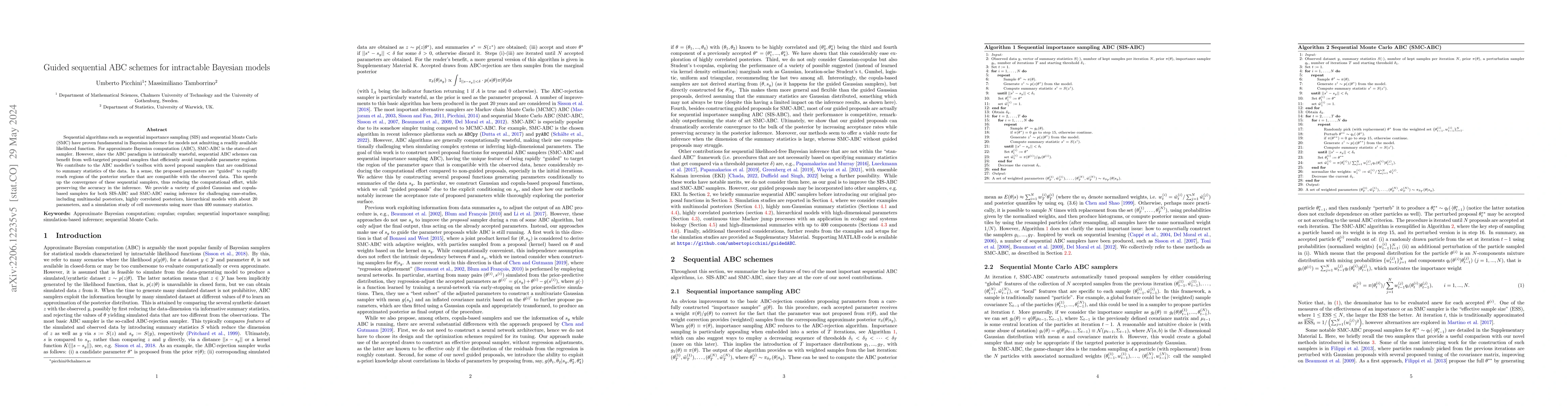 Thumbnail for Guided sequential ABC schemes for intractable Bayesian models