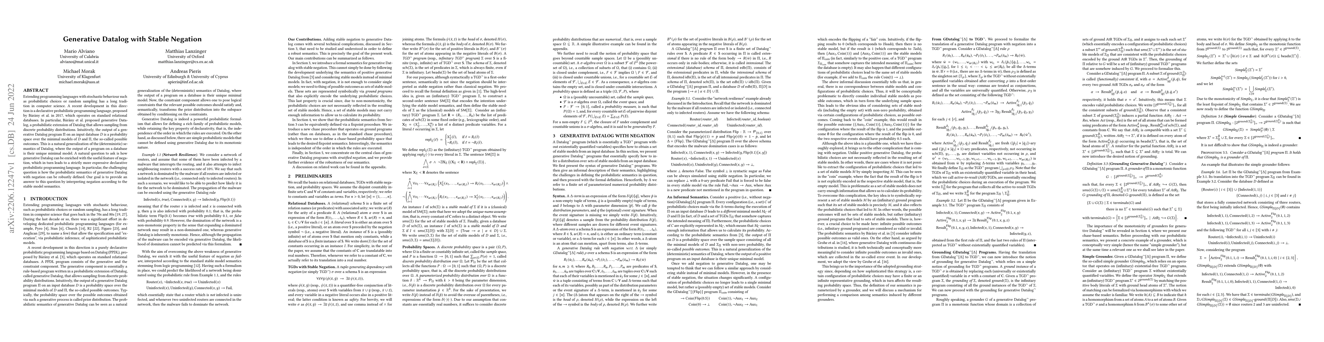 Thumbnail for Generative Datalog with Stable Negation