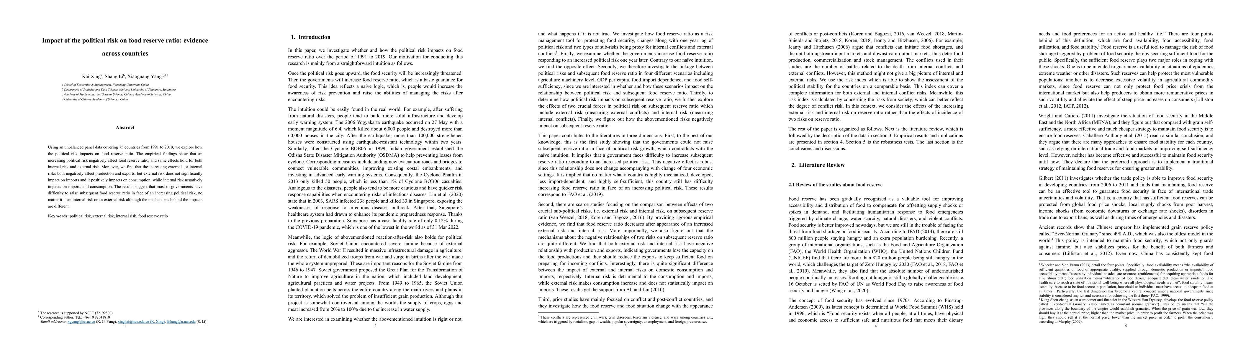 Thumbnail for Impact of the political risk on food reserve ratio: evidence across
  countries