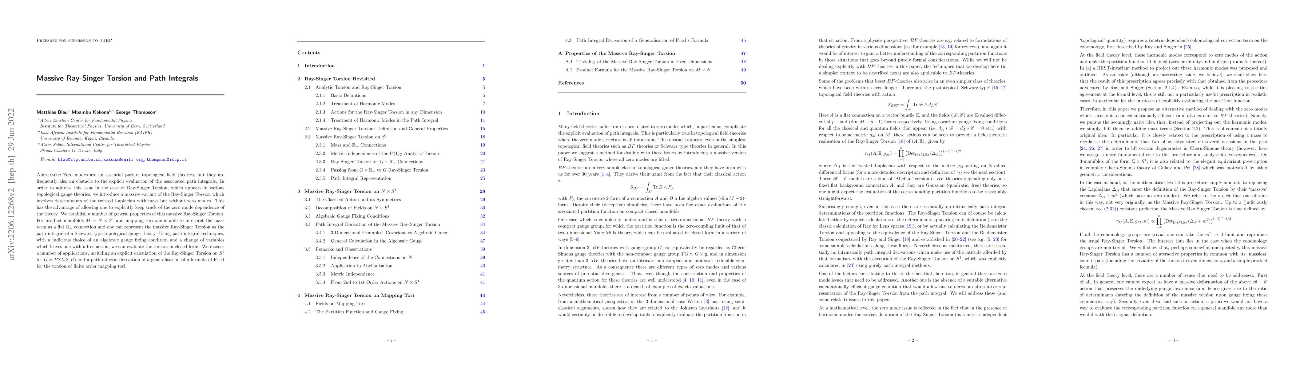 Thumbnail for Massive Ray-Singer Torsion and Path Integrals