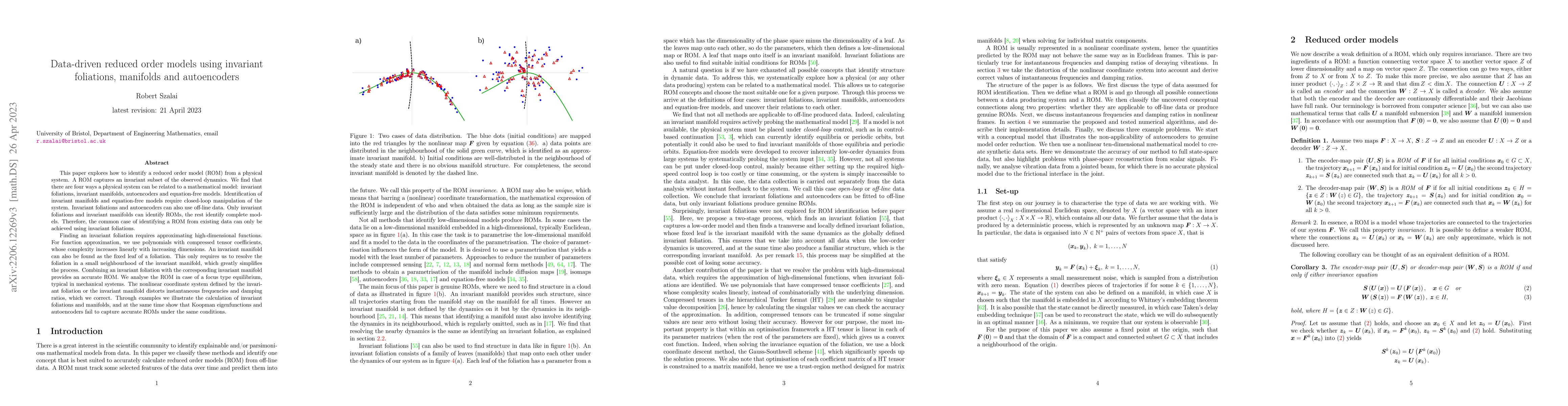 Thumbnail for Data-driven reduced order models using invariant foliations, manifolds
  and autoencoders