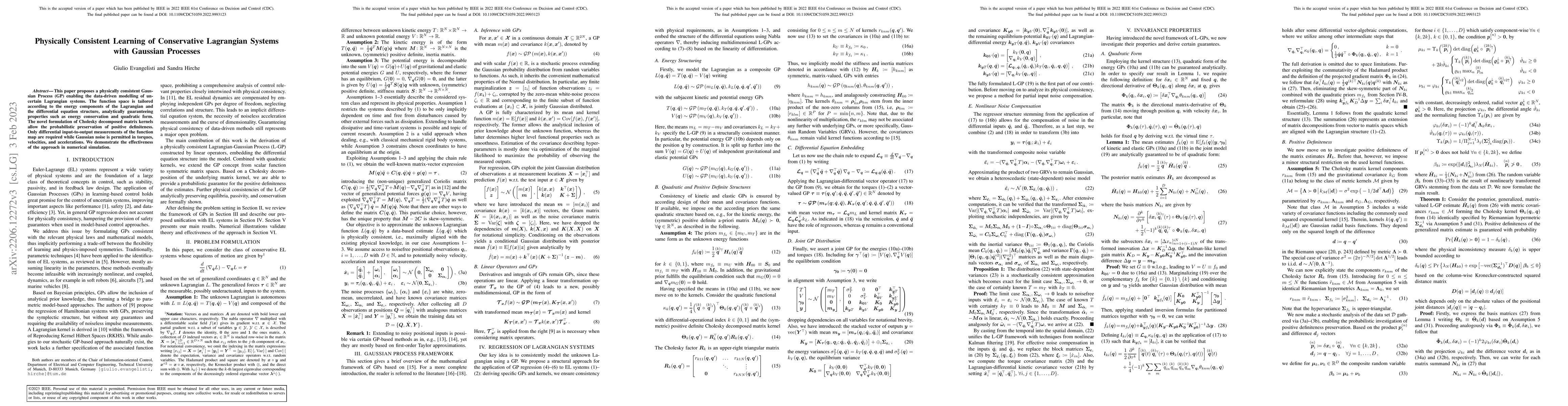 Thumbnail for Physically Consistent Learning of Conservative Lagrangian Systems with
  Gaussian Processes