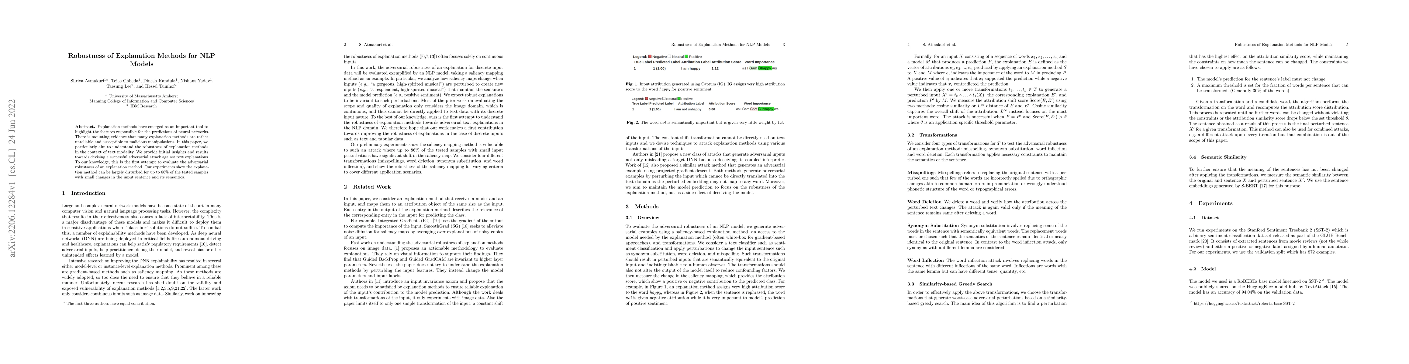 Thumbnail for Robustness of Explanation Methods for NLP Models