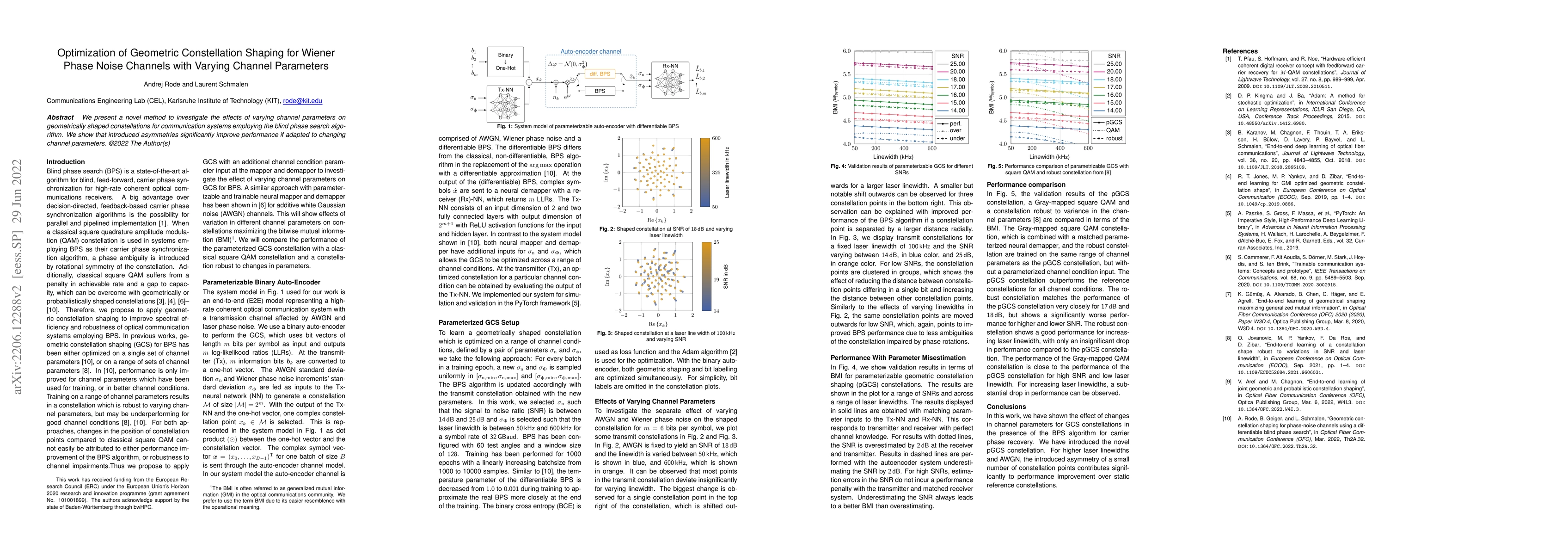 Thumbnail for Optimization of Geometric Constellation Shaping for Wiener Phase Noise
  Channels with Varying Channel Parameters