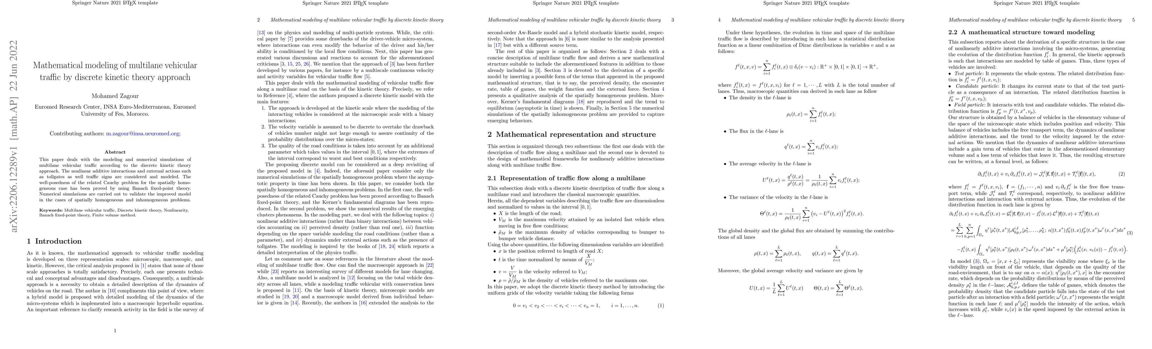 Thumbnail for Mathematical modeling of multilane vehicular traffic by discrete kinetic
  theory approach