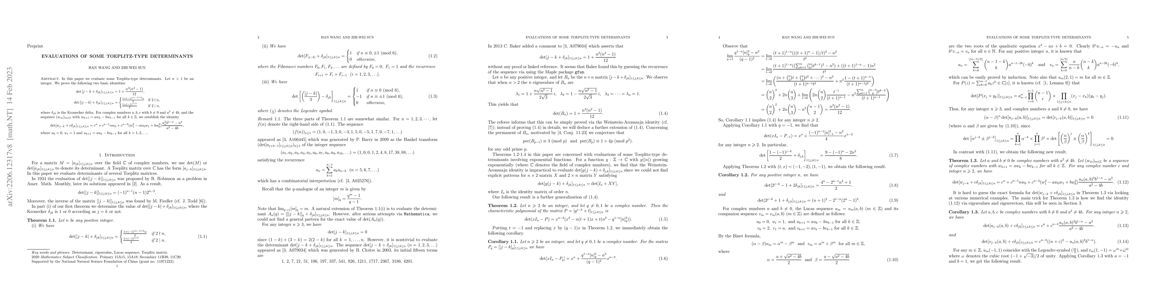 Thumbnail for Evaluations of some Toeplitz-type determinants