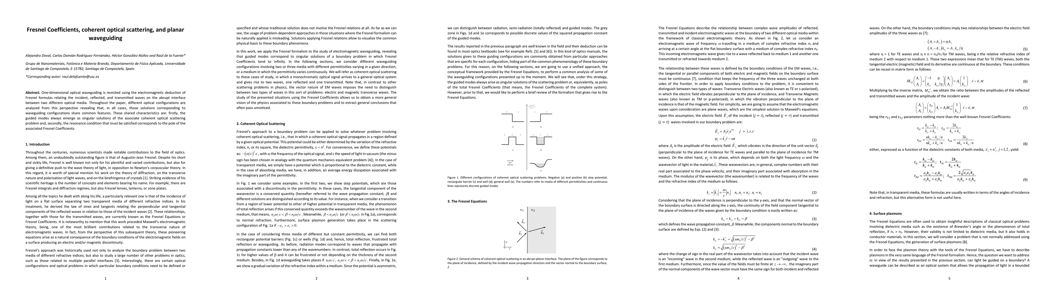 Thumbnail for Fresnel coefficients, coherent optical scattering and planar waveguiding