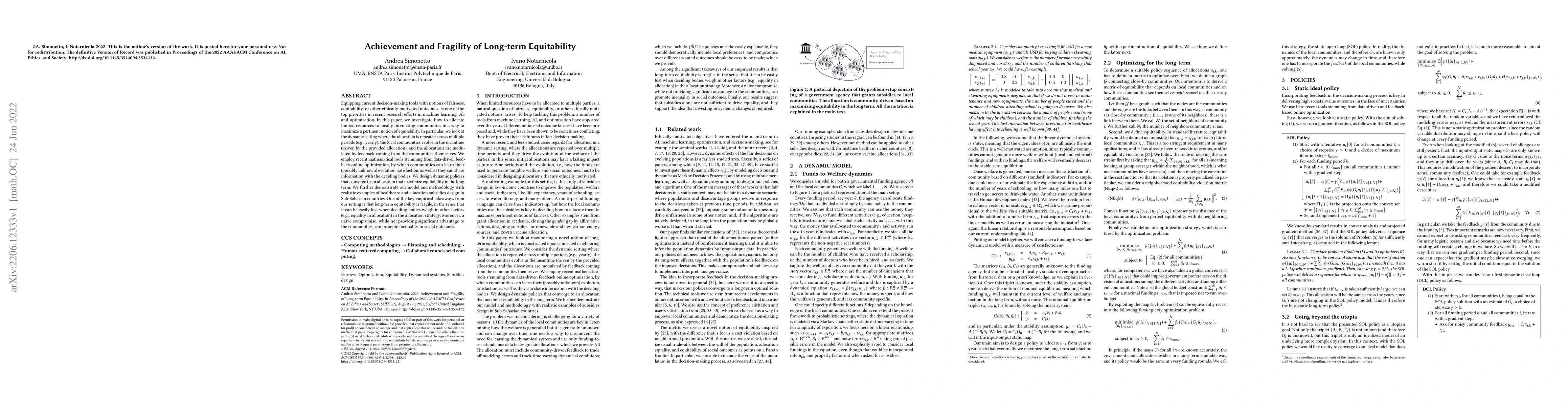 Thumbnail for Achievement and Fragility of Long-term Equitability