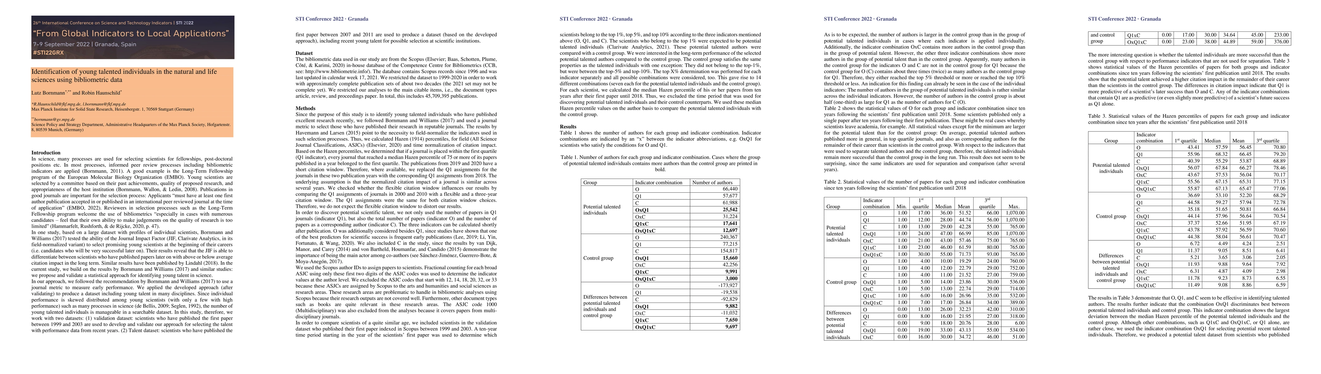 Thumbnail for Identification of young talented individuals in the natural and life
  sciences using bibliometric data