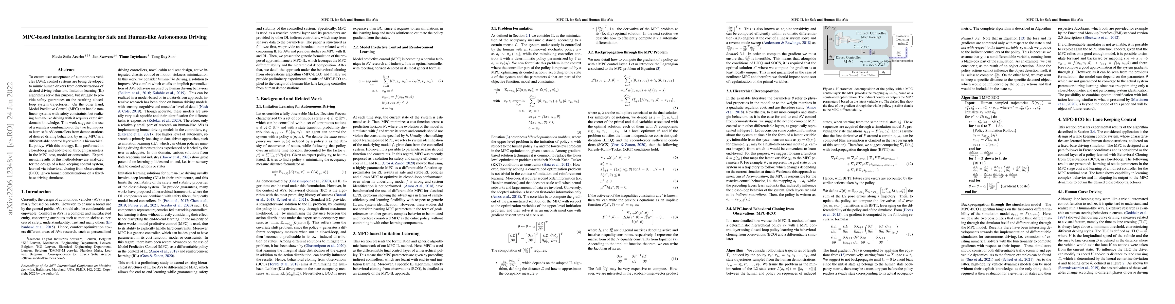 Thumbnail for MPC-based Imitation Learning for Safe and Human-like Autonomous Driving
