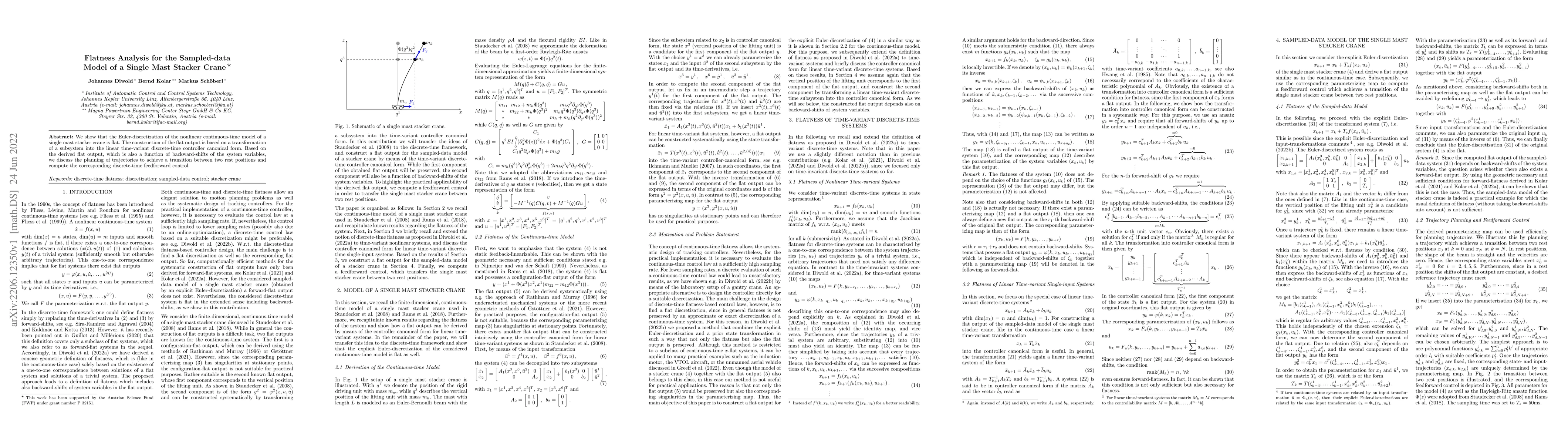 Thumbnail for Flatness Analysis for the Sampled-data Model of a Single Mast Stacker
  Crane