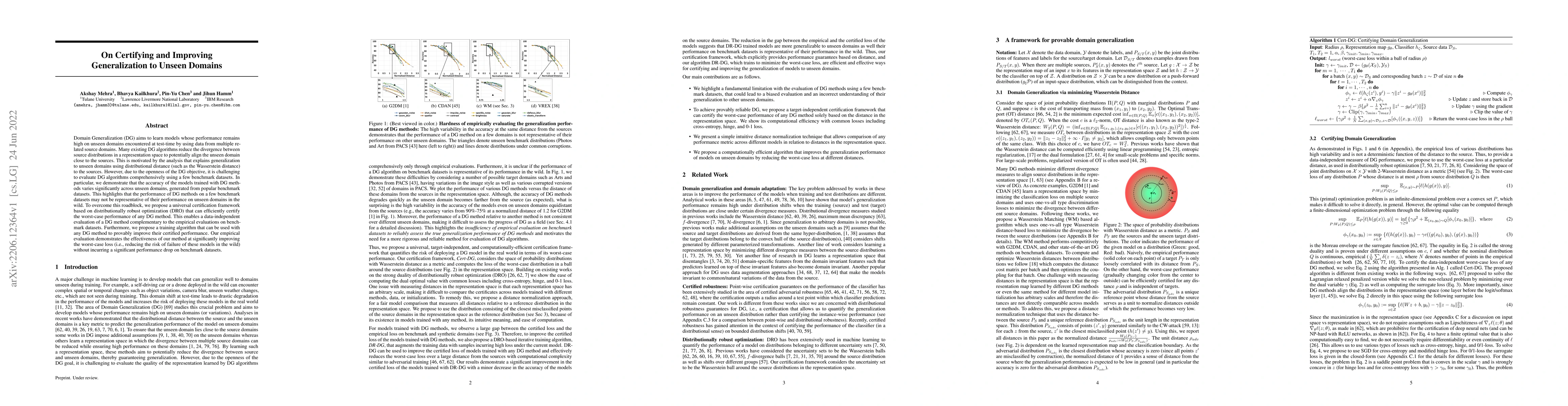 Thumbnail for On Certifying and Improving Generalization to Unseen Domains