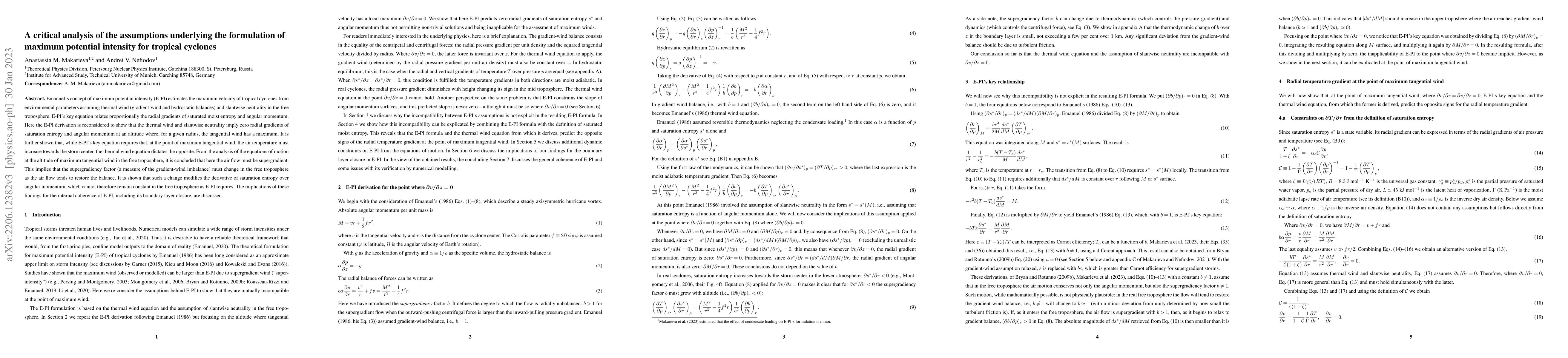 Thumbnail for A critical analysis of the assumptions underlying the formulation of
  maximum potential intensity for tropical cyclones