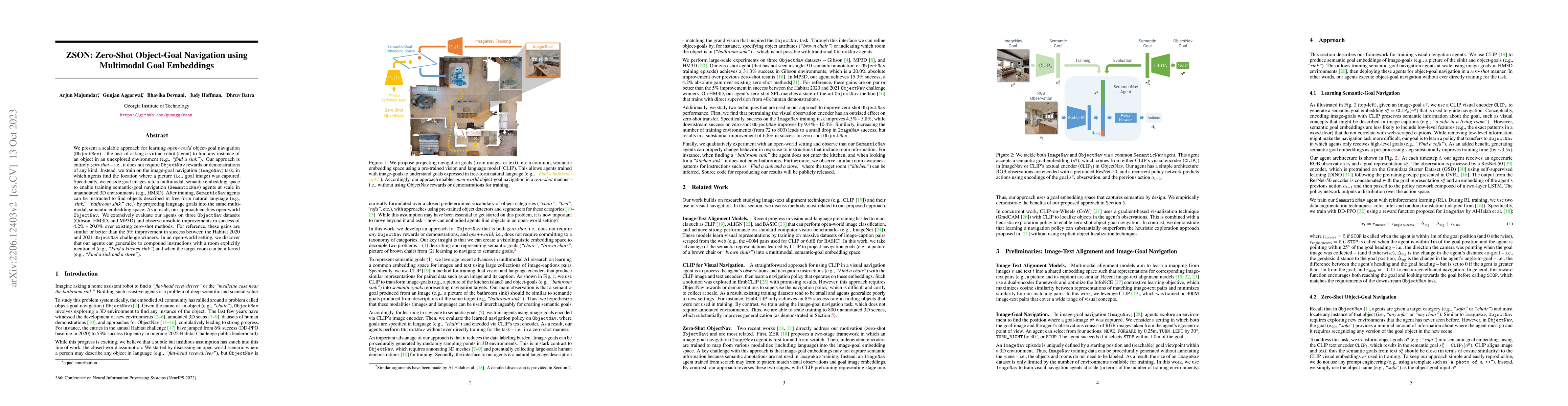 Thumbnail for ZSON: Zero-Shot Object-Goal Navigation using Multimodal Goal Embeddings