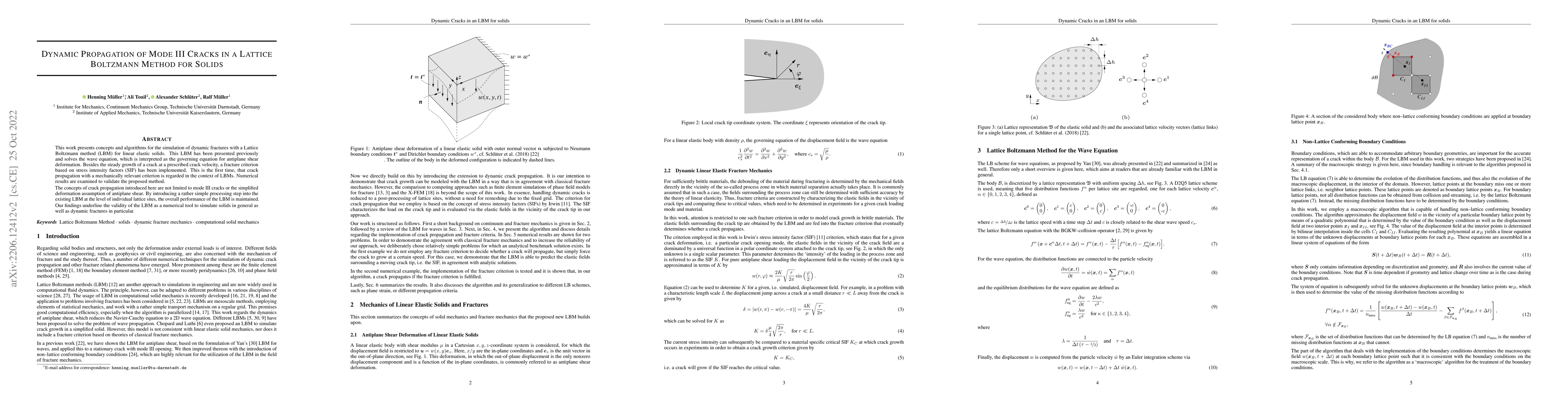 Thumbnail for Dynamic Propagation of Mode III Cracks in a Lattice Boltzmann Method for
  Solids
