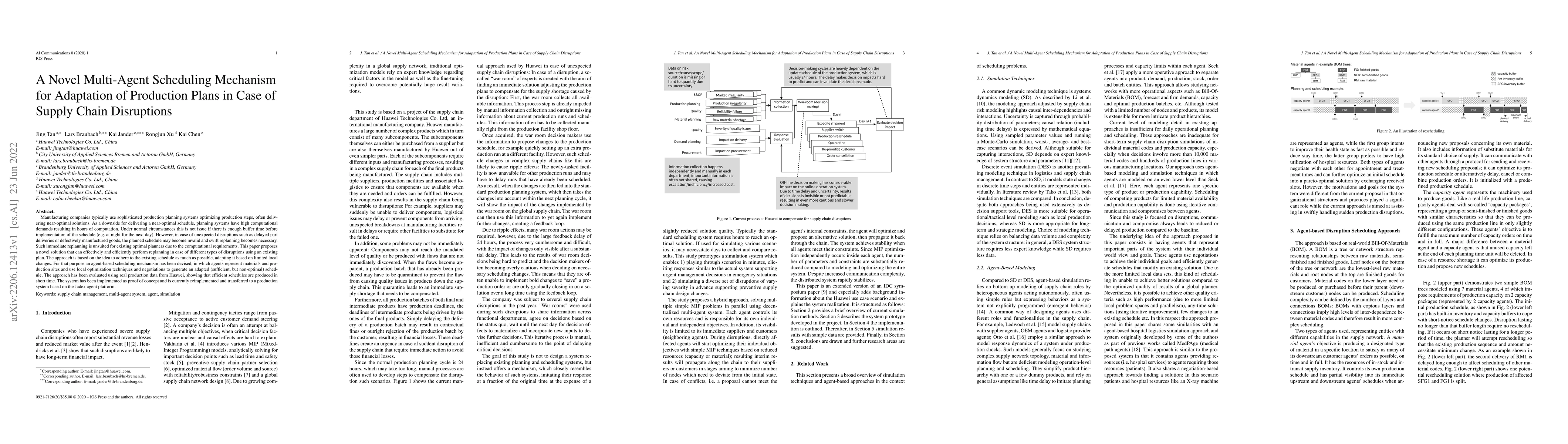 Thumbnail for A Novel Multi-Agent Scheduling Mechanism for Adaptation of Production
  Plans in Case of Supply Chain Disruptions
