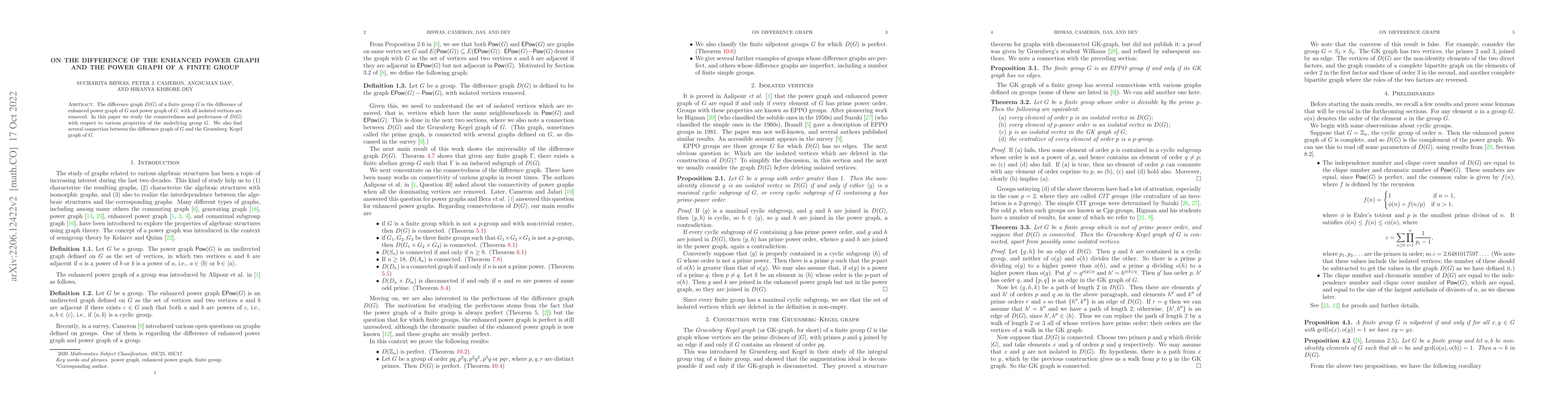 Thumbnail for On Difference of Enhanced Power Graph and Power Graph of a Finite Group