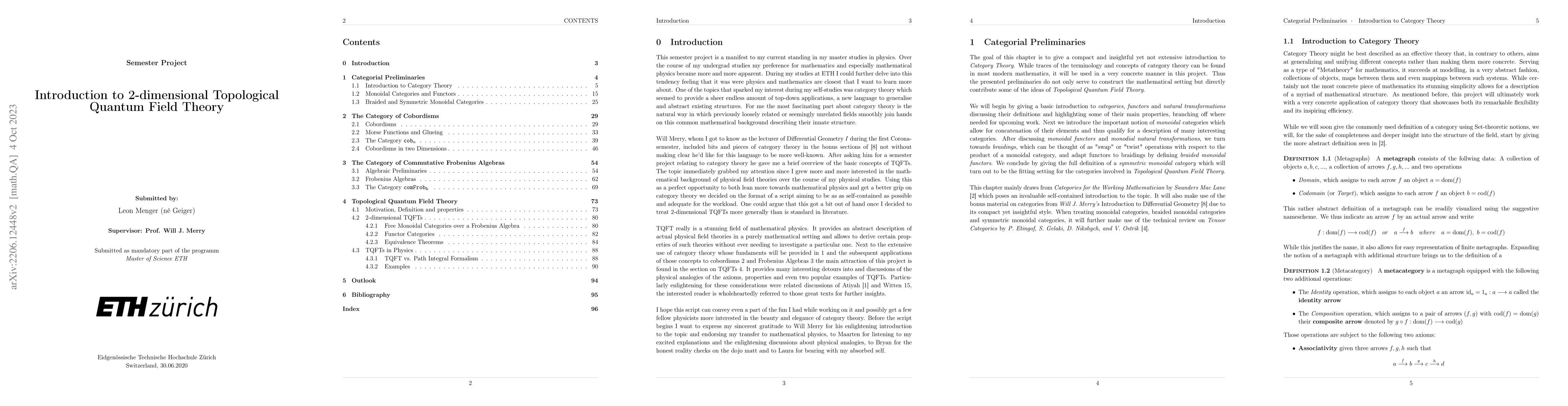 Thumbnail for Introduction to 2-dimensional Topological Quantum Field Theory