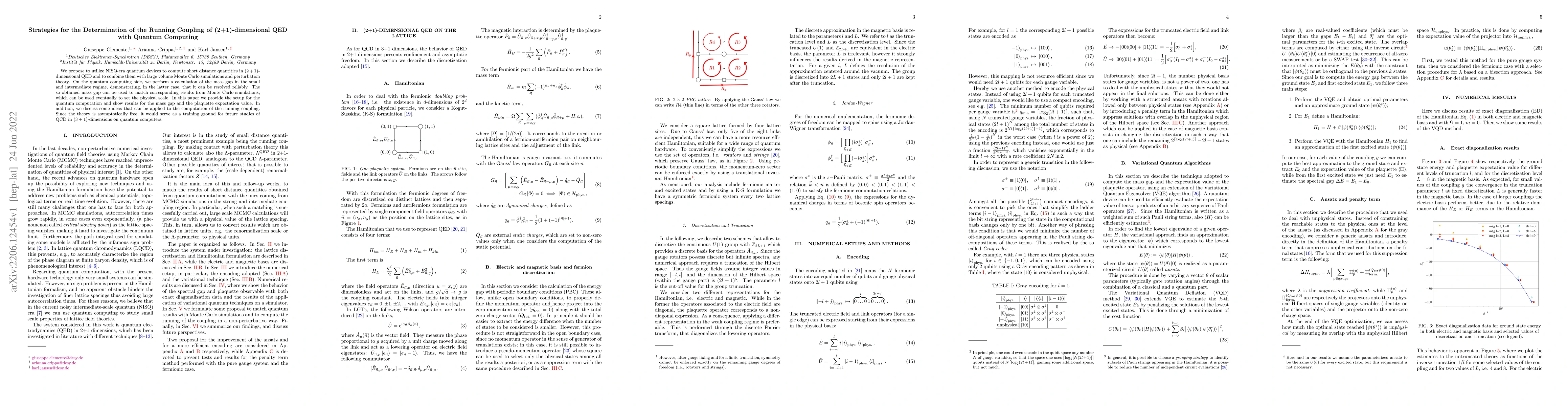 Thumbnail for Strategies for the Determination of the Running Coupling of
  $(2+1)$-dimensional QED with Quantum Computing