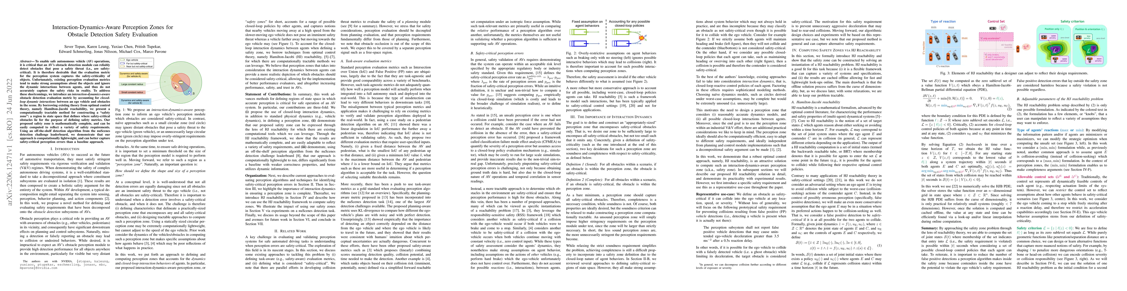 Thumbnail for Interaction-Dynamics-Aware Perception Zones for Obstacle Detection
  Safety Evaluation