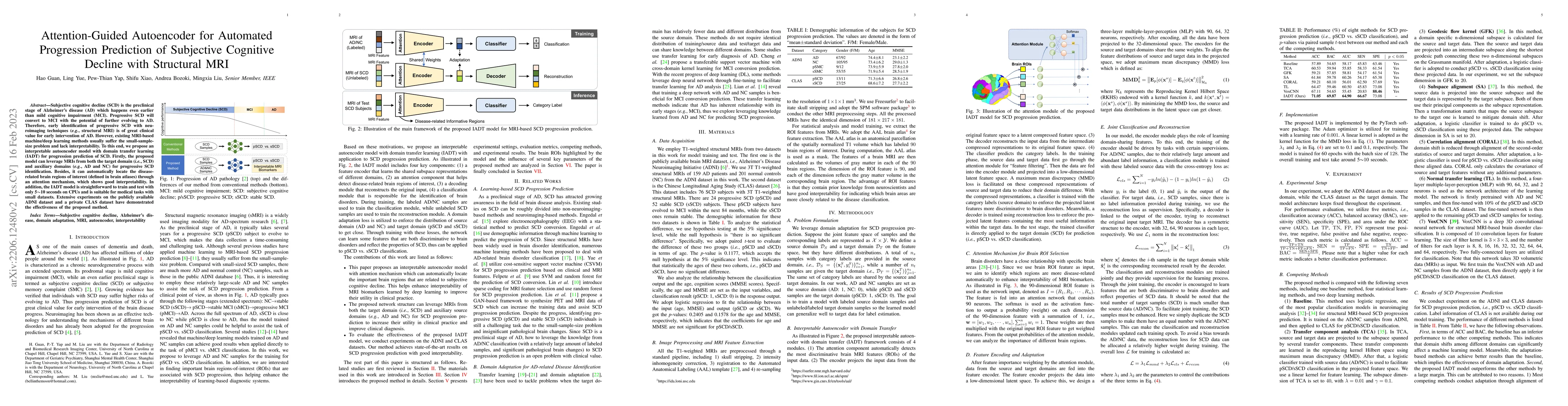 Thumbnail for Attention-Guided Autoencoder for Automated Progression Prediction of
  Subjective Cognitive Decline with Structural MRI