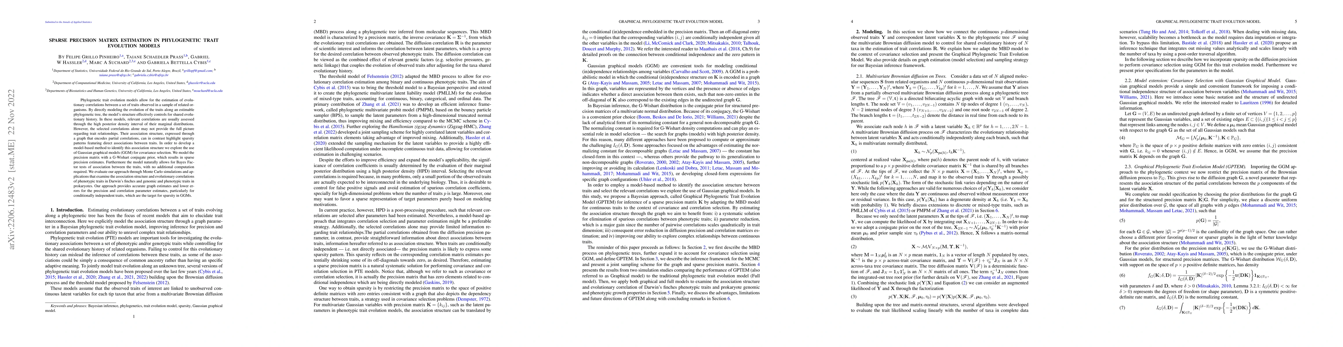 Thumbnail for Sparse precision matrix estimation in phenotypic trait evolution models