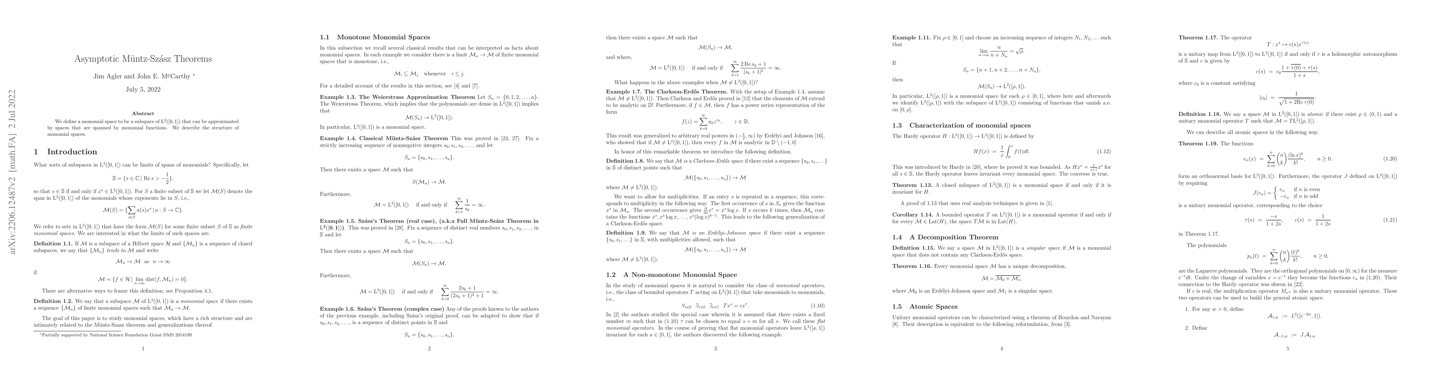 Thumbnail for Asymptotic Muntz-Szasz Theorems