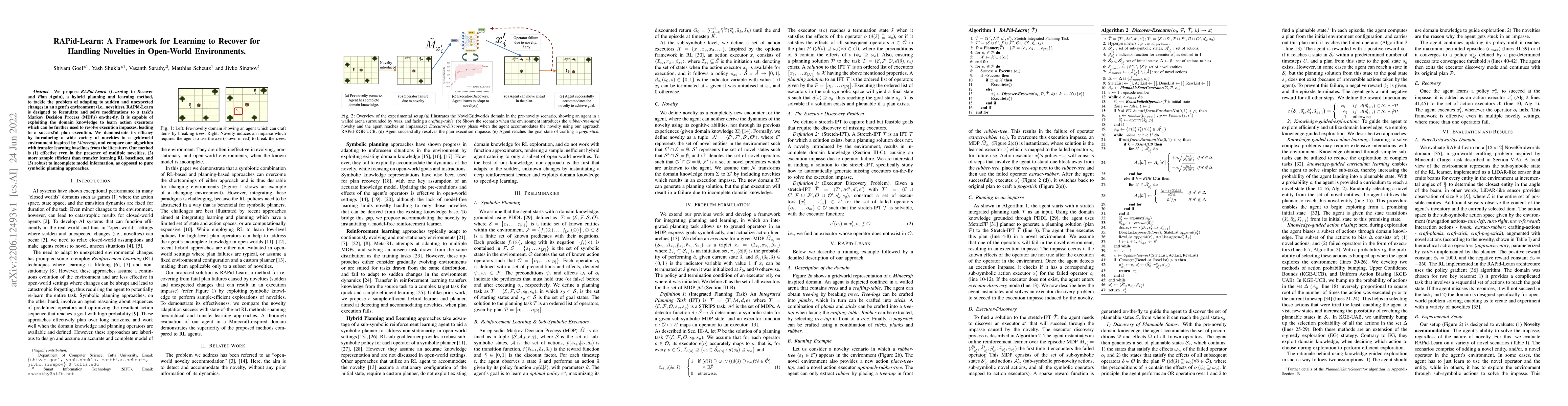 Thumbnail for RAPid-Learn: A Framework for Learning to Recover for Handling Novelties
  in Open-World Environments