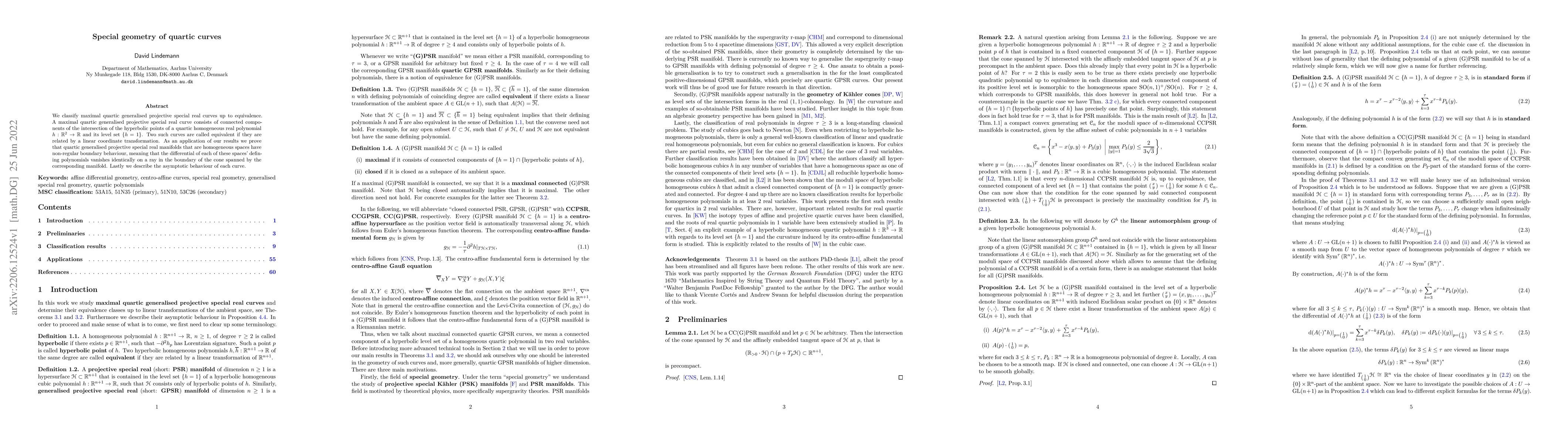 Thumbnail for Special geometry of quartic curves