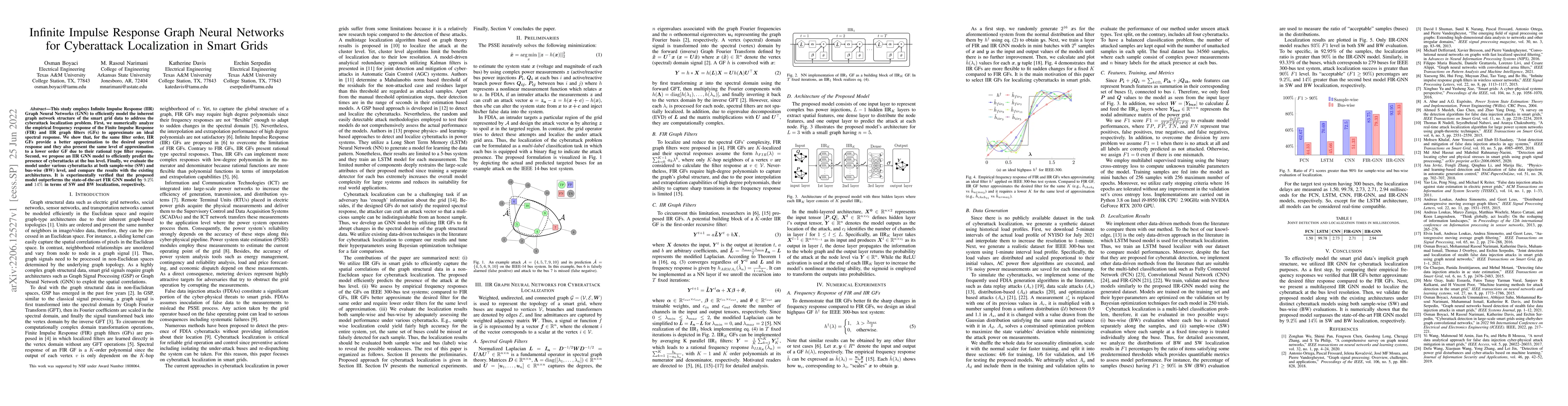 Thumbnail for Infinite Impulse Response Graph Neural Networks for Cyberattack
  Localization in Smart Grids
