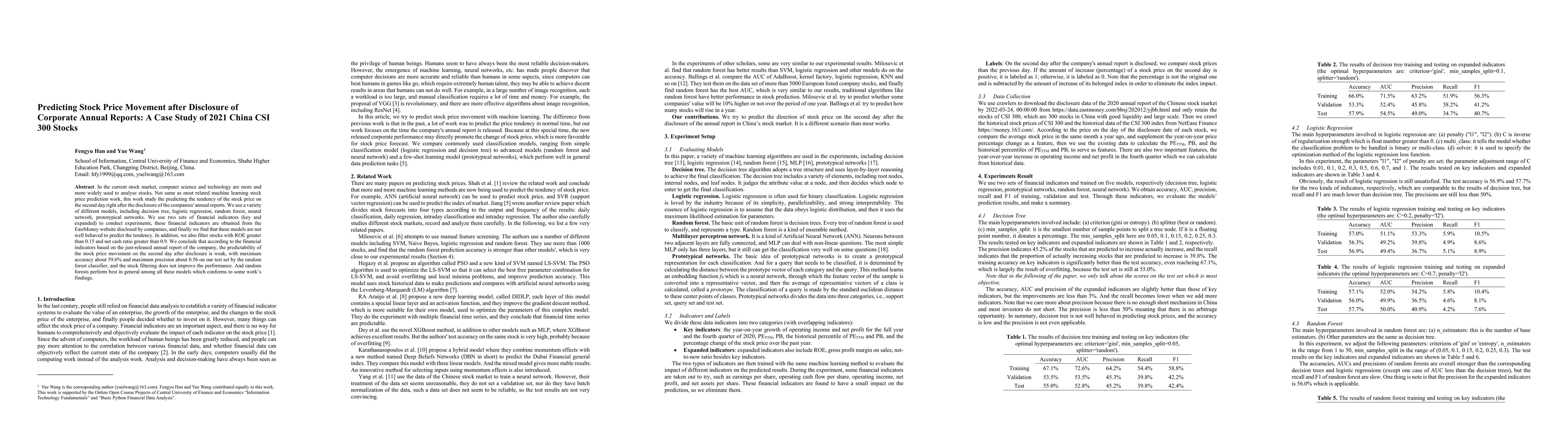 Thumbnail for Predicting Stock Price Movement after Disclosure of Corporate Annual
  Reports: A Case Study of 2021 China CSI 300 Stocks