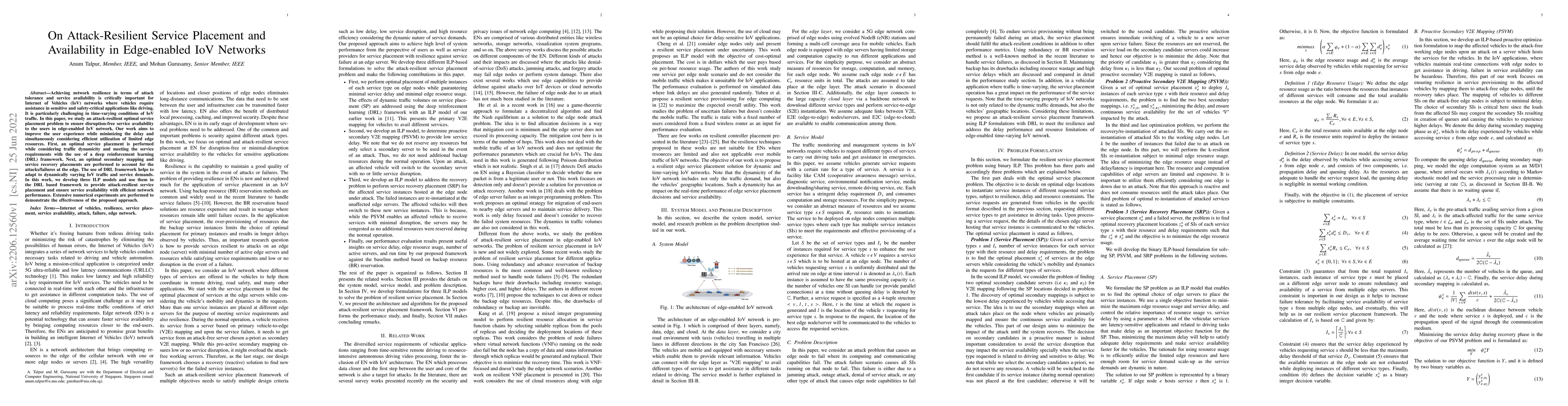 Thumbnail for On Attack-Resilient Service Placement and Availability in Edge-enabled
  IoV Networks