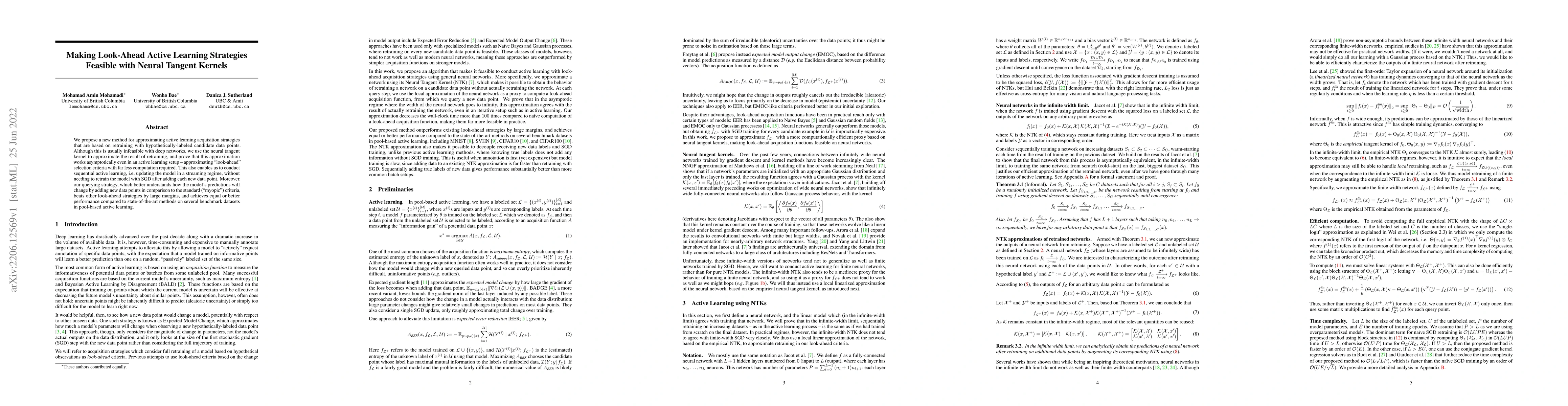 Thumbnail for Making Look-Ahead Active Learning Strategies Feasible with Neural
  Tangent Kernels