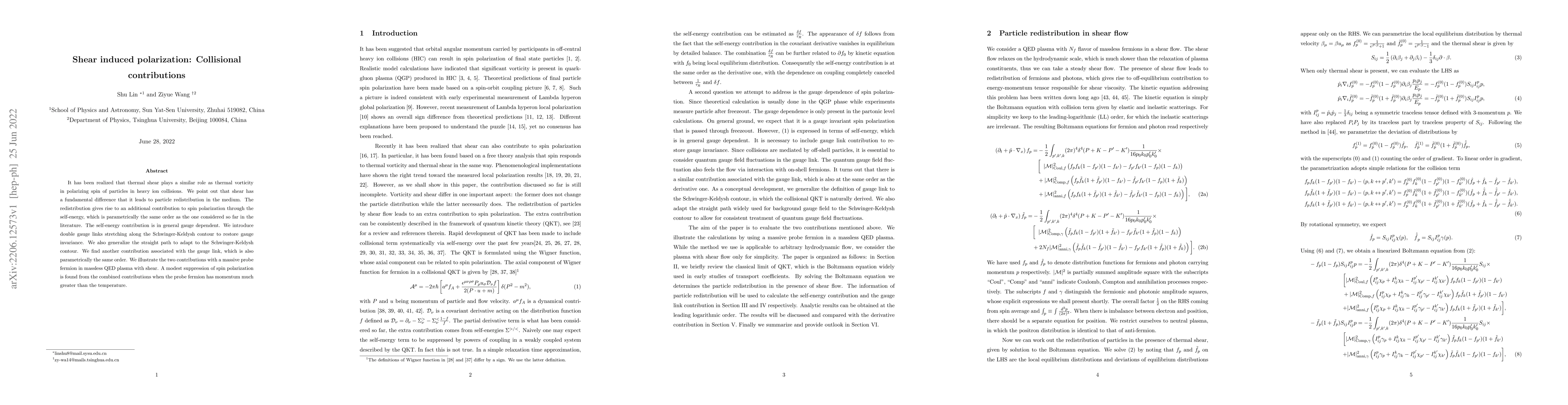 Thumbnail for Shear induced polarization: Collisional contributions