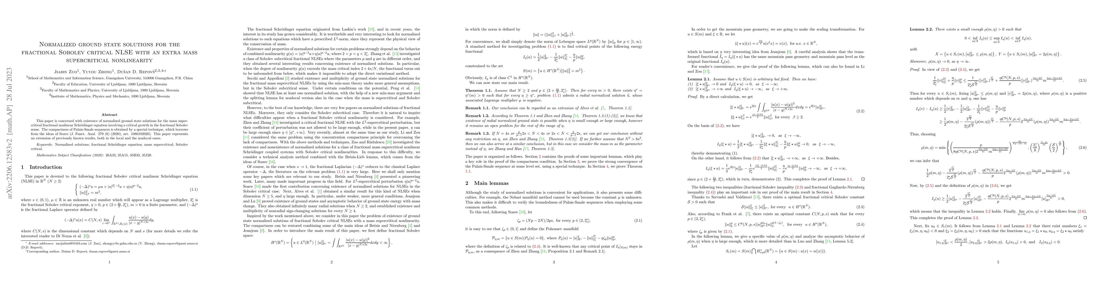 Thumbnail for Normalized ground state solutions for the fractional Sobolev critical
  NLSE with an extra mass supercritical nonlinearity