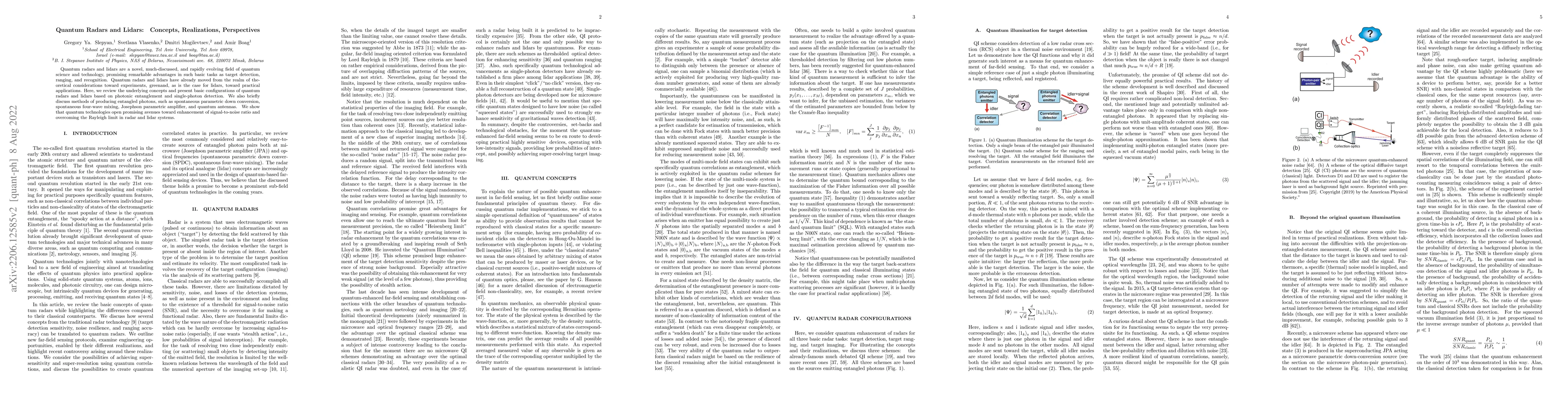 Thumbnail for Quantum Radars and Lidars: Concepts, realizations, and perspectives