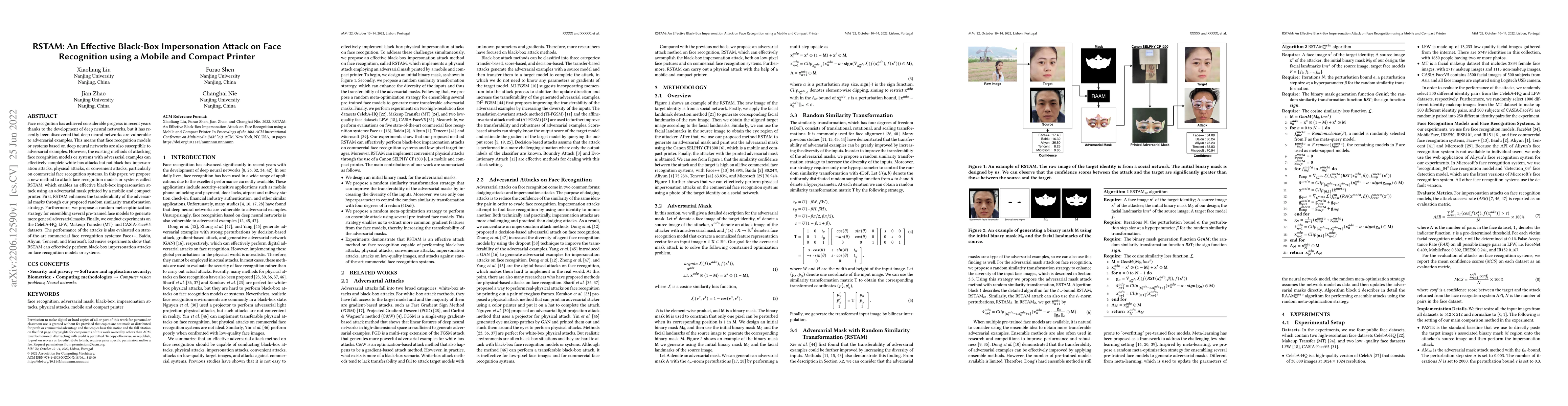 Thumbnail for RSTAM: An Effective Black-Box Impersonation Attack on Face Recognition
  using a Mobile and Compact Printer