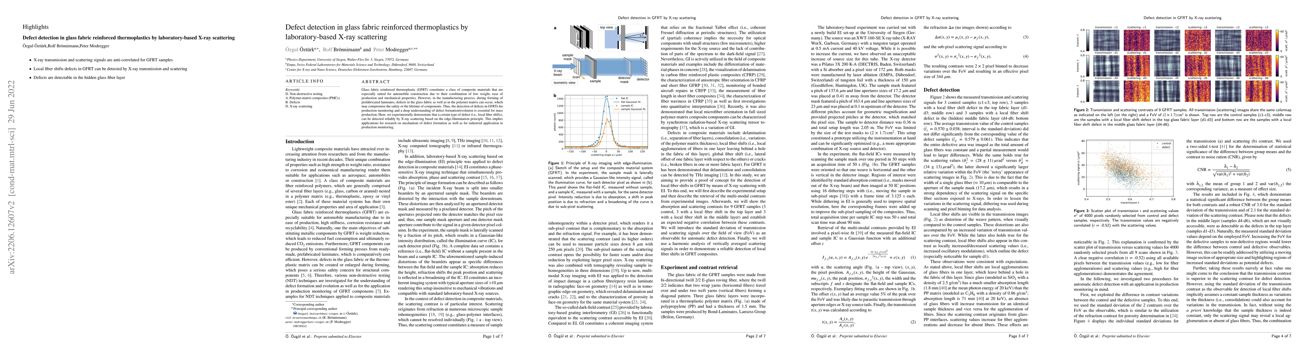 Thumbnail for Defect detection in glass fabric reinforced thermoplastics by
  laboratory-based X-ray scattering