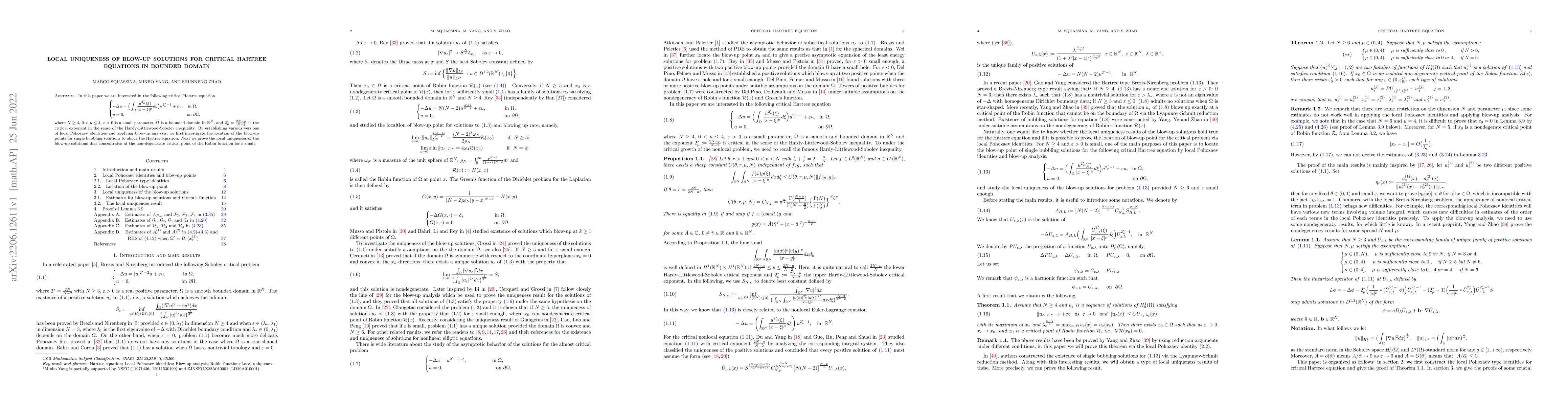 Thumbnail for Local Uniqueness of blow-up solutions for critical Hartree equations in
  bounded domain