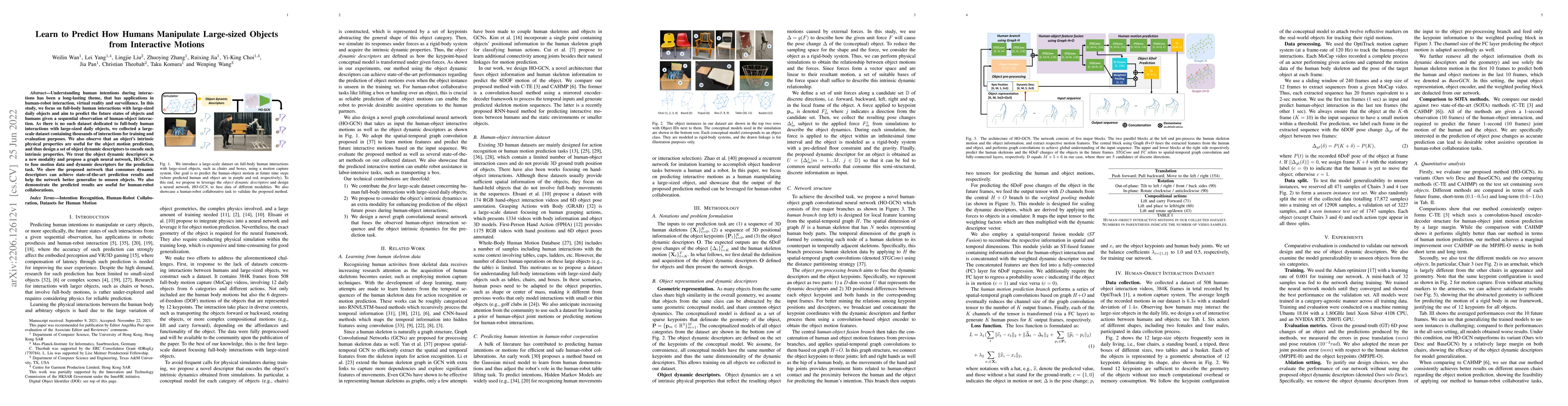 Thumbnail for Learn to Predict How Humans Manipulate Large-sized Objects from
  Interactive Motions