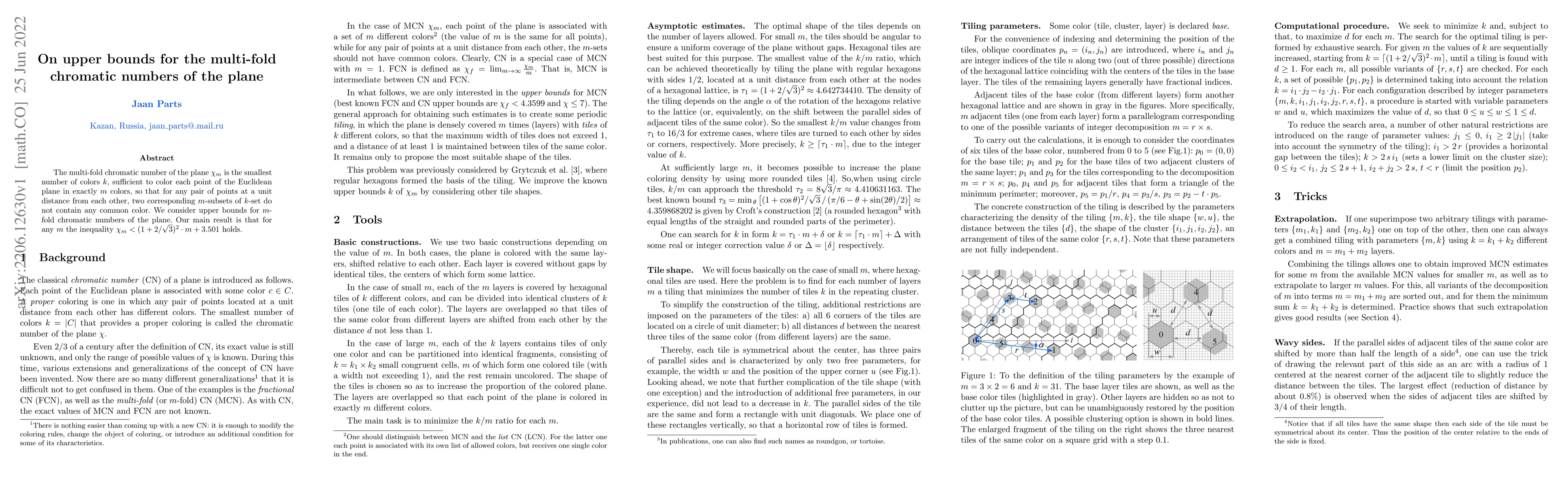 Thumbnail for On upper bounds for the multi-fold chromatic numbers of the plane