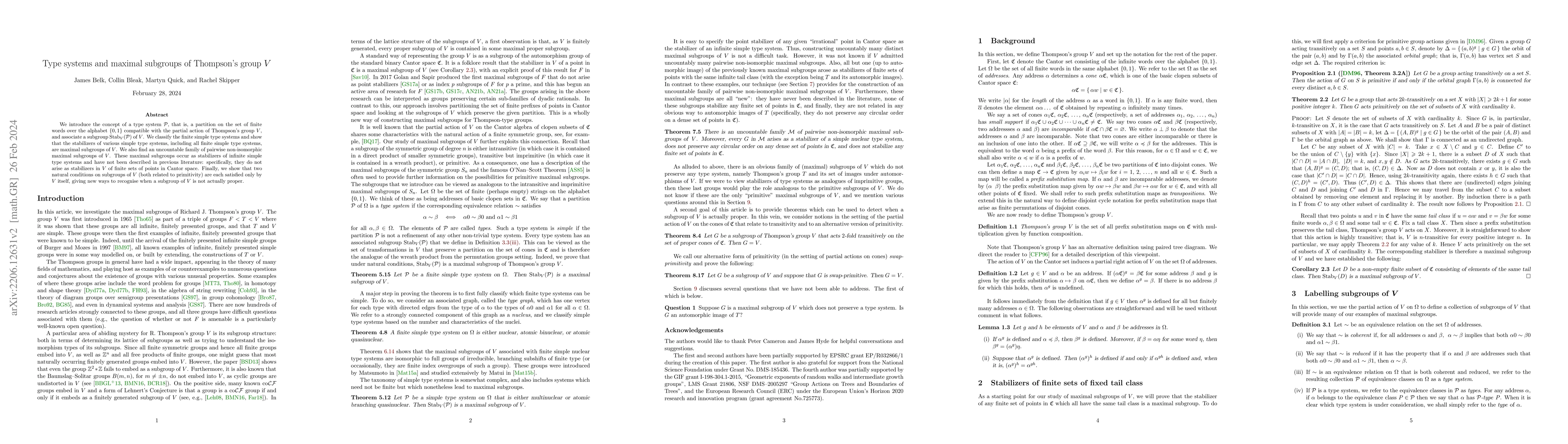 Thumbnail for Type systems and maximal subgroups of Thompson's group $V$