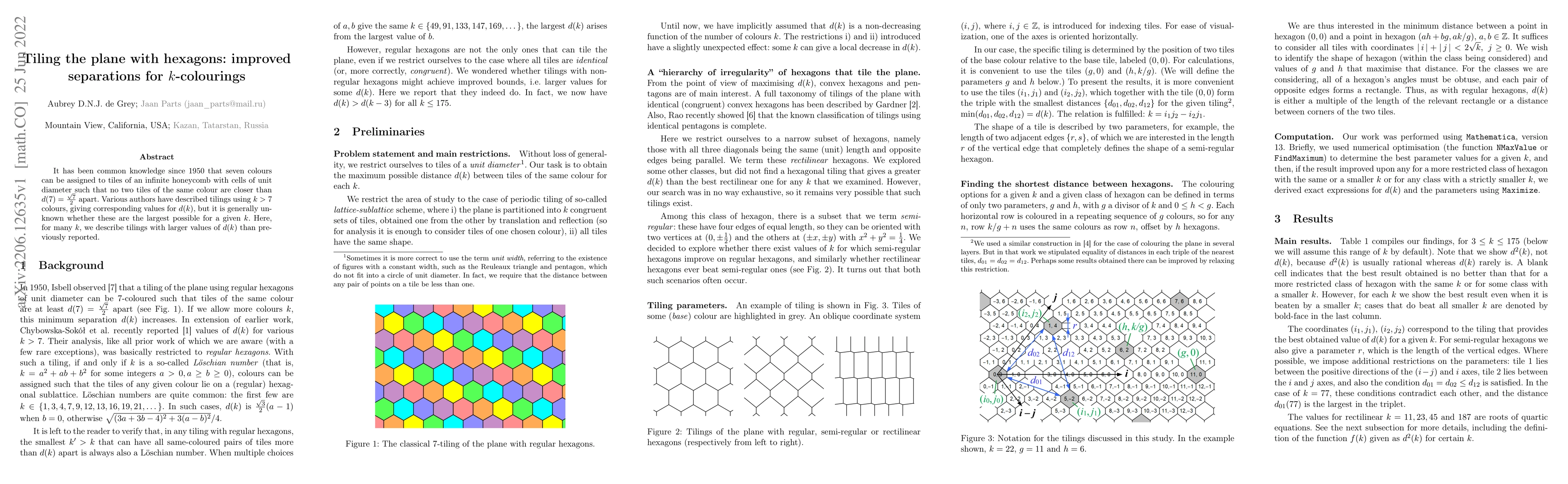 Thumbnail for Tiling the plane with hexagons: improved separations for $k$-colourings